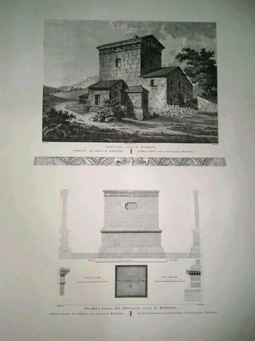 Lamina CATALOGNE, Numero 66: Sepulcro cerca de MANRESA con detalles y cortes (1813)