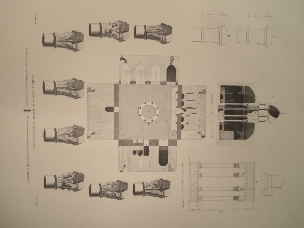 Lamina CATALOGNE, Numero 70: Detalles y Cortes BAÑOS ARABES DE GERONA/GIRONA (1813)