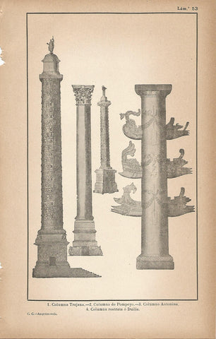Lamina 053: Columna Trajana - Columna de Pompeyo - Columna Antonina - Columna Duilia