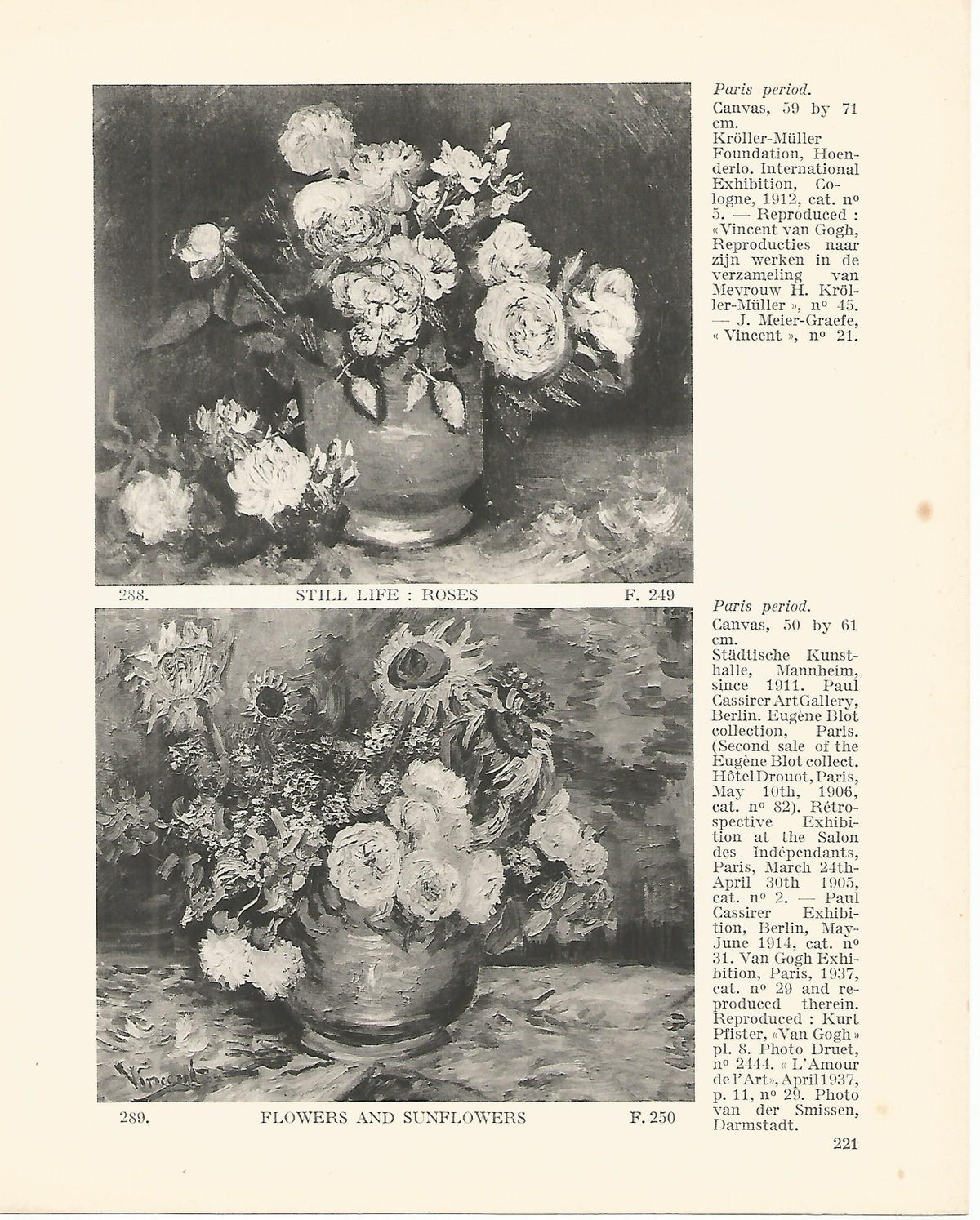 LAMINA 1300: VAN GOGH. Roses. Flowers and Sunflowers