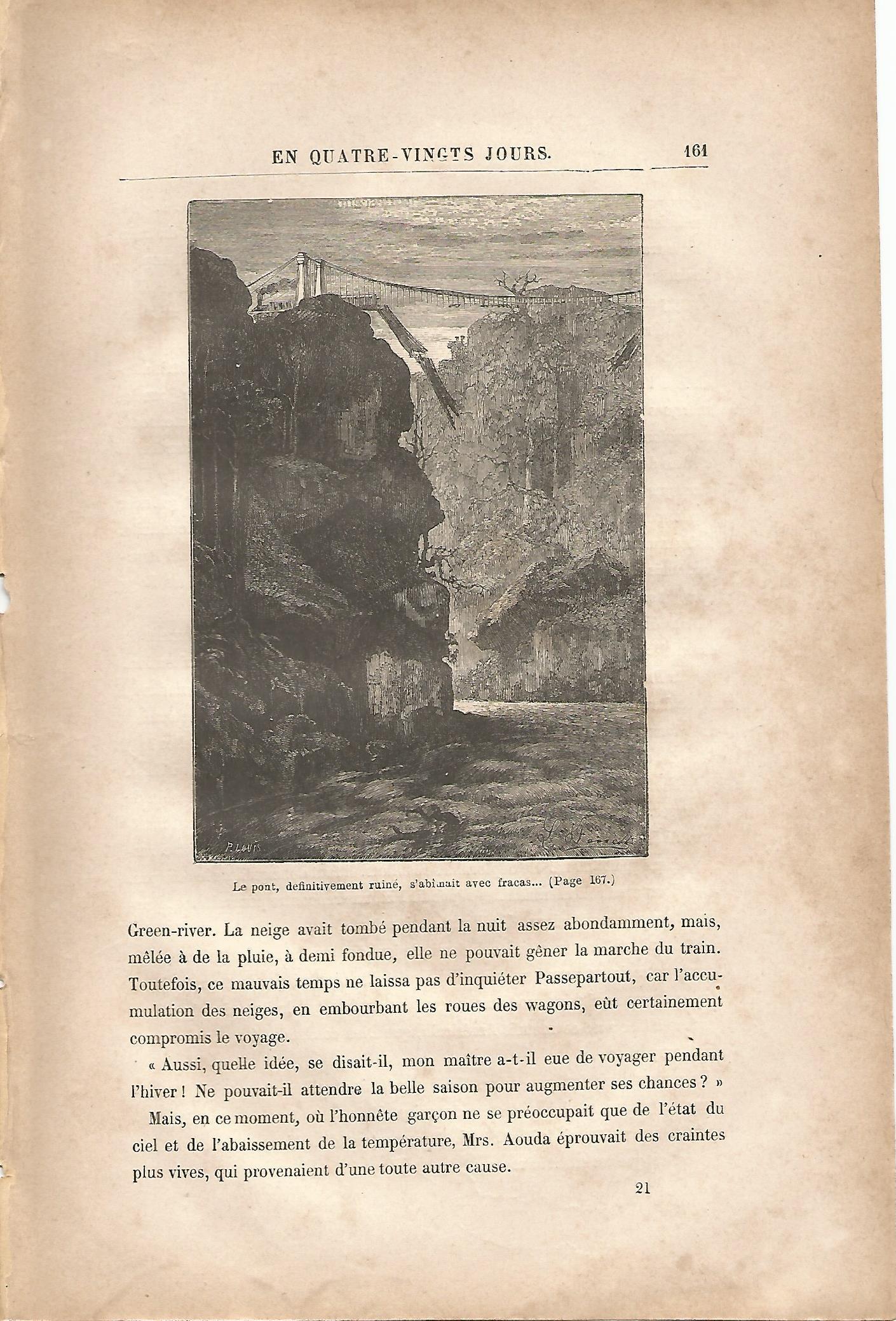 LAMINA 1236: VERNE. Le pont definitavement ruine sablanait avec fracas….