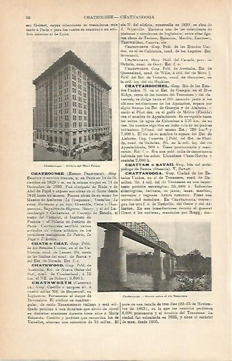 LAMINA ESPASA 1911: Vistas de Chattanooga Estados Unidos