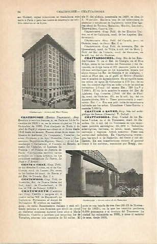 LAMINA ESPASA 1911: Vistas de Chattanooga Estados Unidos