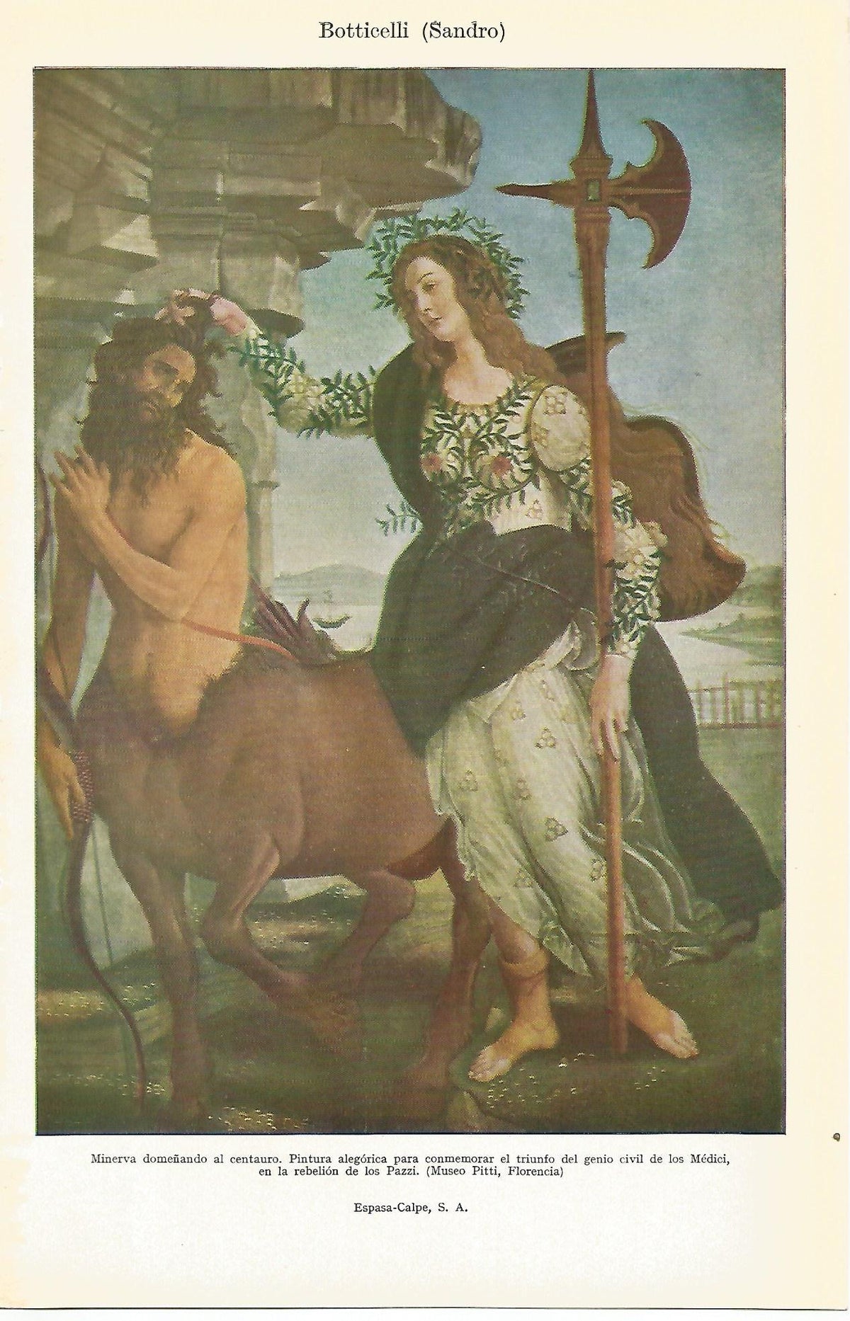 Lamina 120: Sandro Botticelli. Minerva dominando al centauro