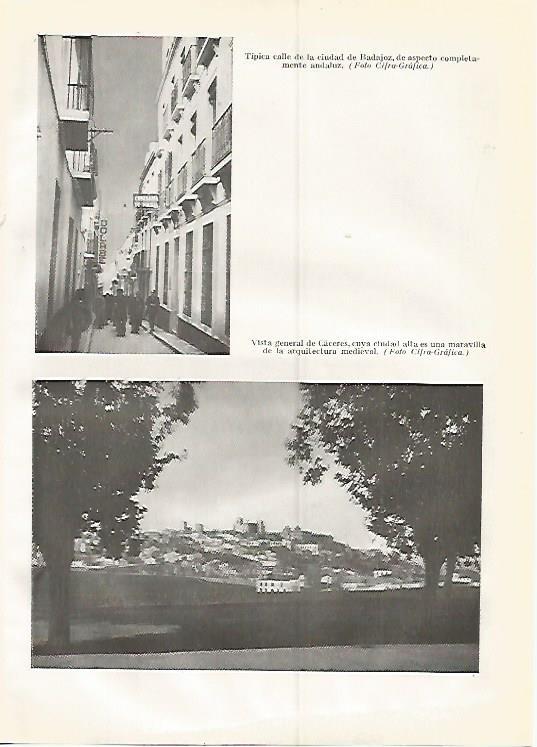 LAMINA GEOGRAFIA 0406: Calle de Badajoz y vista general de Caceres
