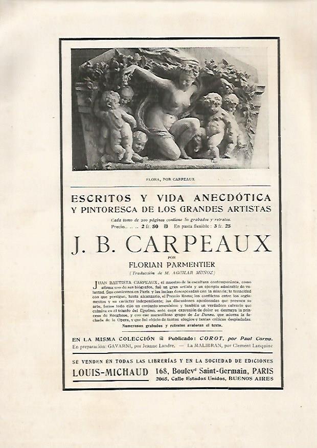 LAMINA 5039: Publicidad de Escritos y vida anecdotica y pintoresca de los grandes artistas por J.B. Carpeaux