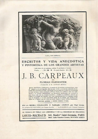 LAMINA 5039: Publicidad de Escritos y vida anecdotica y pintoresca de los grandes artistas por J.B. Carpeaux