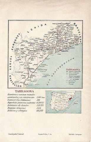 LAMINA ESPASA 5731: Mapa de la provincia de Tarragona
