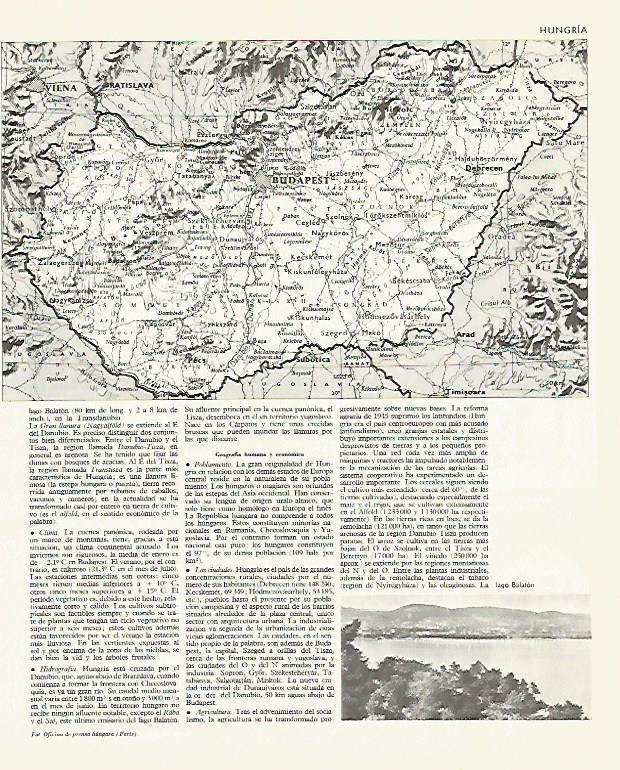 LAMINA LAROUSSE 70125: Mapa de Hungria