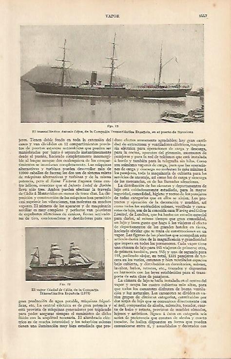 LAMINA ESPASA 4876: El trasatlantico Antonio Lopez en el puerto de Barcelona