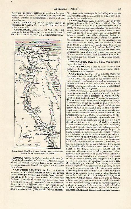 LAMINA ESPASA 19003: Mapa de la situacion de Abu Roach Egipto