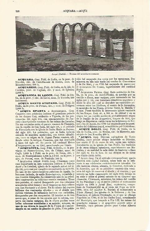 LAMINA ESPASA 19008: Acueducto romano de Acqui Italia