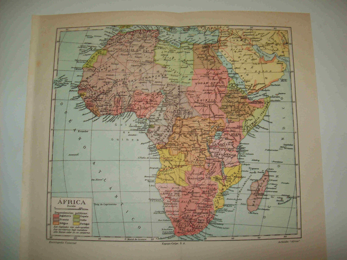 LAMINA ESPASA 19012: Mapa de Africa