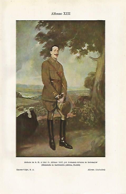 LAMINA ESPASA 19032: Retrato de Alfonso XIII por Alvarez de Sotomayor