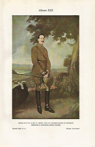 LAMINA ESPASA 19032: Retrato de Alfonso XIII por Alvarez de Sotomayor