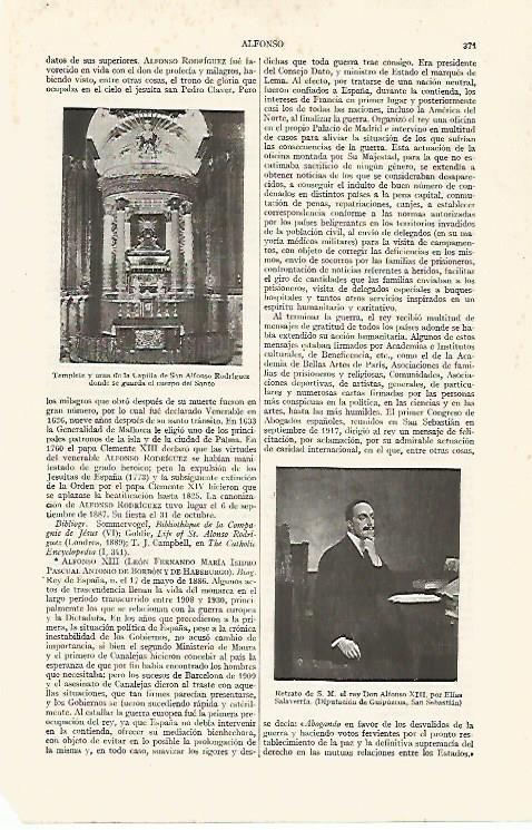 LAMINA ESPASA 19034: Alfonso XIII por E. Salaverria