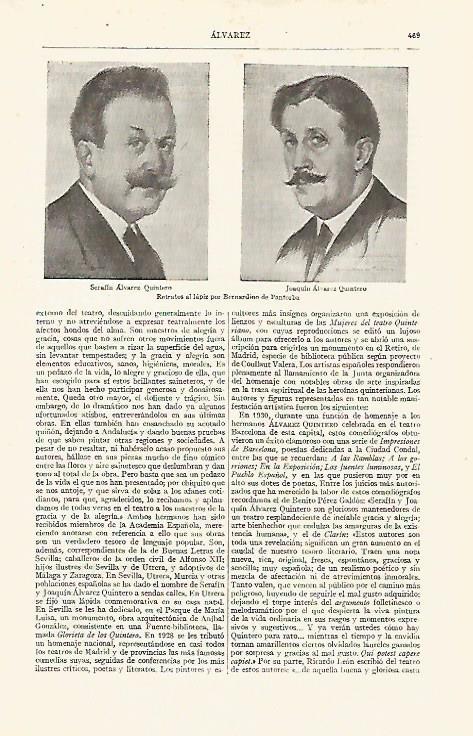 LAMINA ESPASA 19042: Retratos de Serafin y Joaquin Alvarez Quintero 