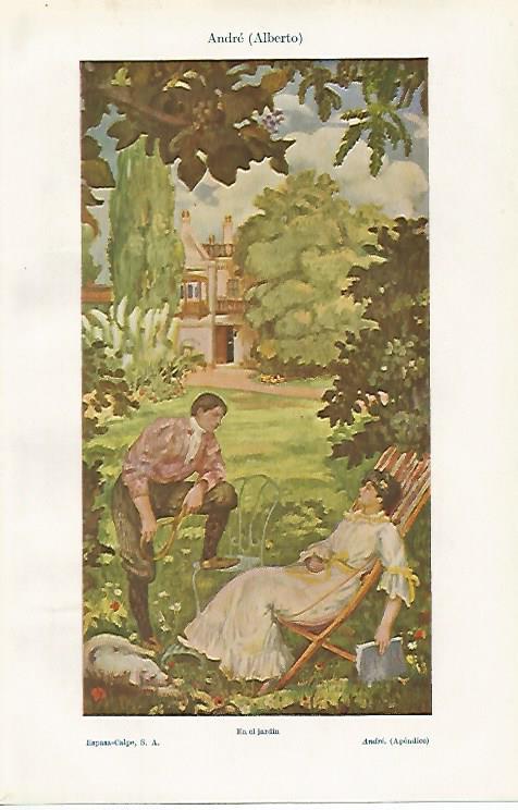LAMINA ESPASA 19053: En el jardin por A. Andre