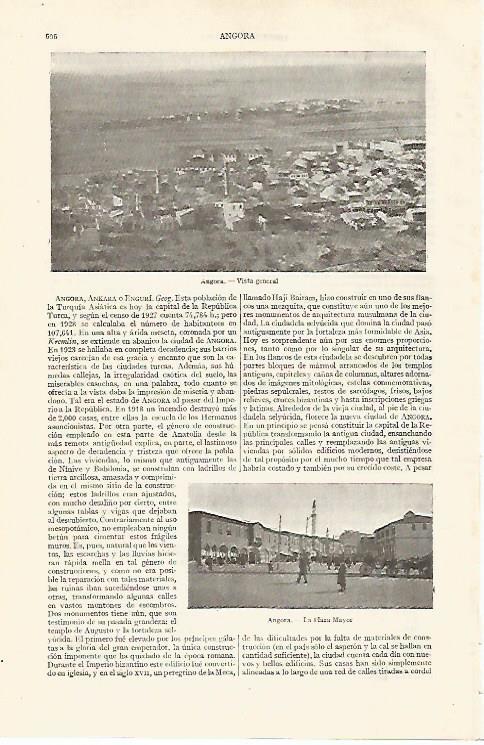LAMINA ESPASA 19059: Vista de Ankara Turquia