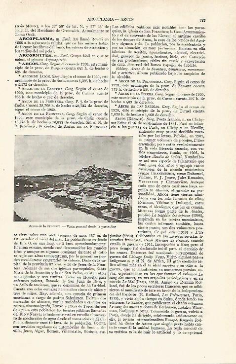 LAMINA ESPASA 19070: Vista de Arcos de la Frontera Cadiz