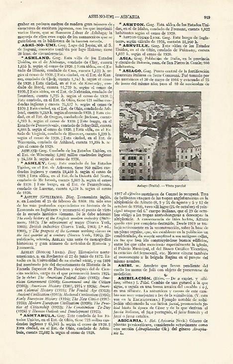 LAMINA ESPASA 19088: Vista de Asiago Italia