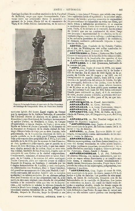 LAMINA ESPASA 19091: Convento de San Francisco en Santiago de Compostela