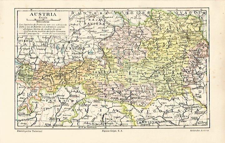 LAMINA ESPASA 19095: Mapa de Austria
