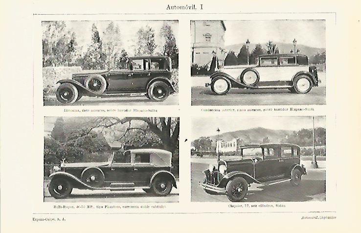 LAMINA ESPASA 19097: Limosina Hispano Suiza Rols Royce 40-50 HP y Chrysler 77