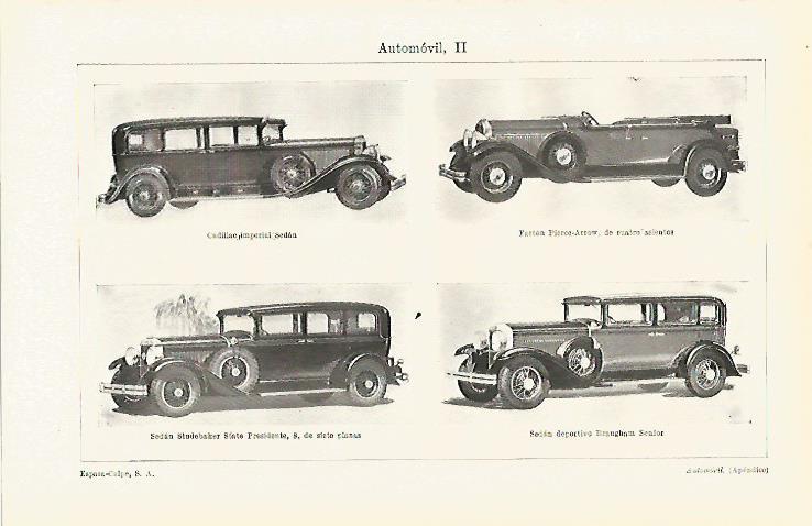 LAMINA ESPASA 19100: Cadillac Faeton Pierce Arrow Sedan Studebaker Presidente y Sedan Braugham Senior