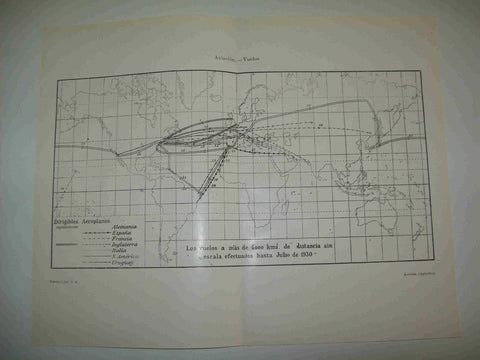 LAMINA ESPASA 19109: Vuelos sin escala hechos hasta julio de 1930