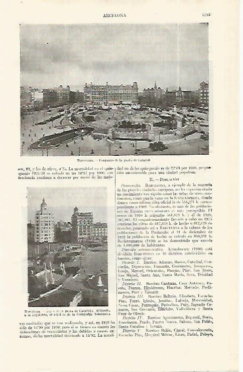 LAMINA ESPASA 19146: Plaza Cataluña en Barcelona