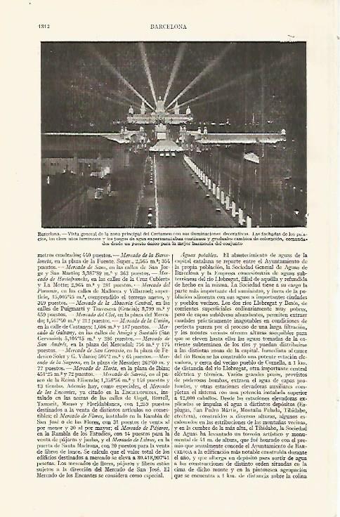LAMINA ESPASA 19151: Vista de la Feria de Barcelona