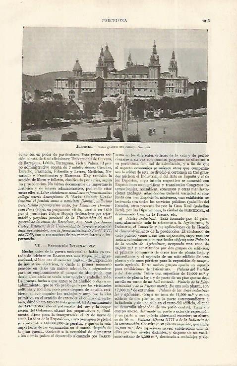 LAMINA ESPASA 19154: Palacio Nacional de Barcelona
