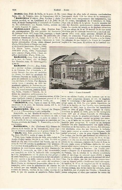 LAMINA ESPASA 19156: Teatro Petruzzelli en Bari Italia
