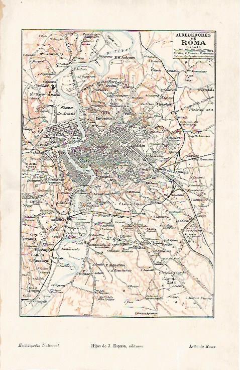 LAMINA ESPASA 19169: Mapa de los alrededores de Roma