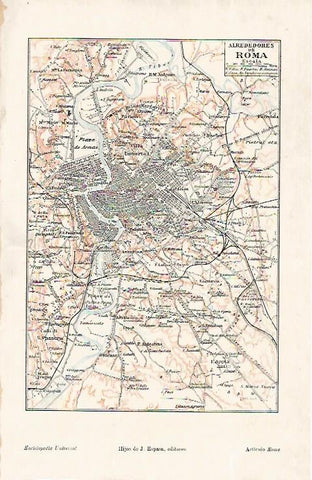 LAMINA ESPASA 19169: Mapa de los alrededores de Roma