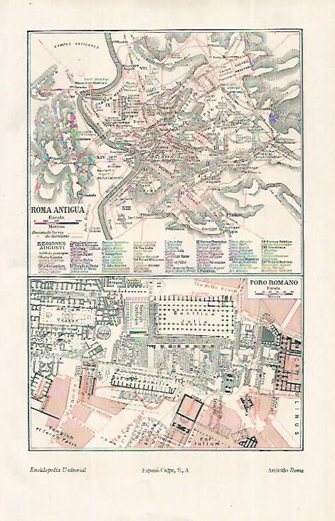 LAMINA ESPASA 19174: Mapa de Roma antigua
