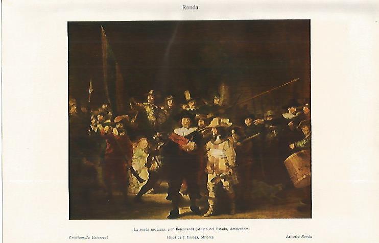 LAMINA ESPASA 19232: La ronda nocturna por Rembrandt