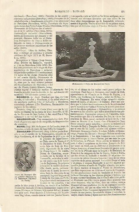 LAMINA ESPASA 19238: Monumento a Ronsard en Tours