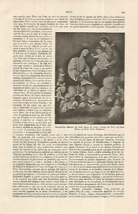 LAMINA ESPASA 19248: Desposorios misticos de Santa Rosa de Lima
