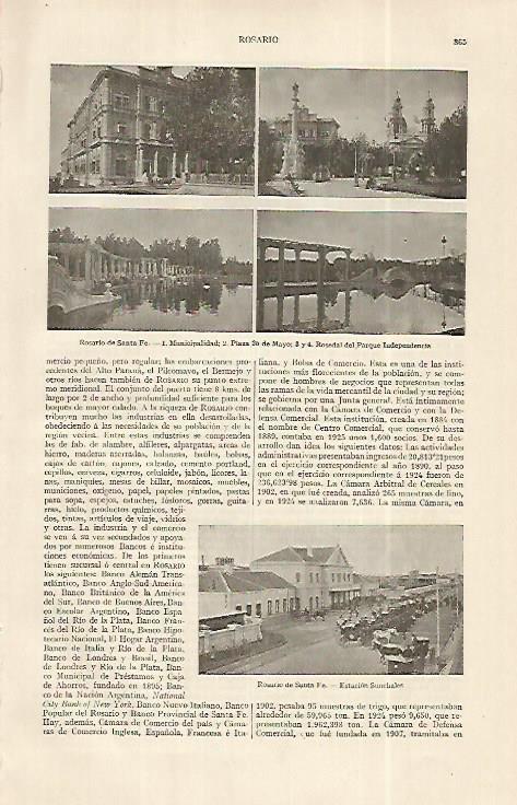 LAMINA ESPASA 19259: Municipalidad plaza y rosedal de Rosario Argentina