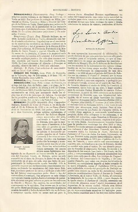 LAMINA ESPASA 19271: Autografo de Rossini