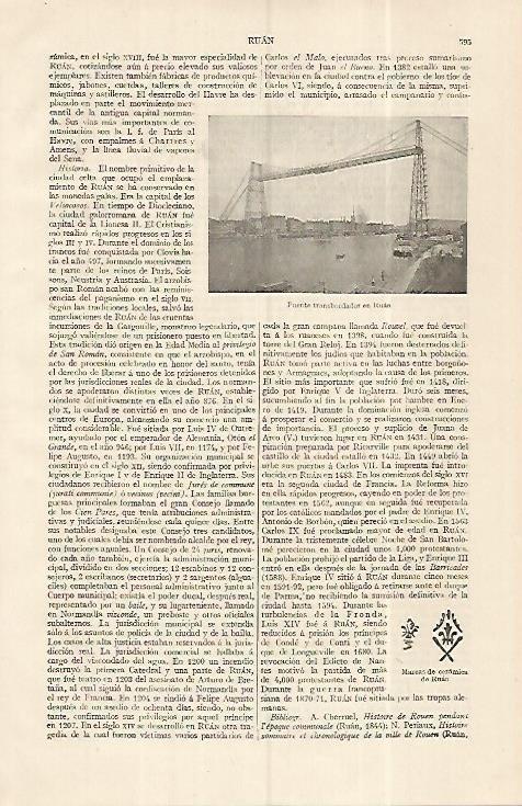 LAMINA ESPASA 19302: Puente en Ruan
