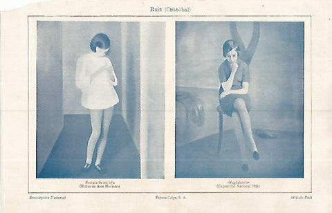 LAMINA ESPASA 19341: Retrato de mi hija y Magdalenita por Cristoal Ruiz