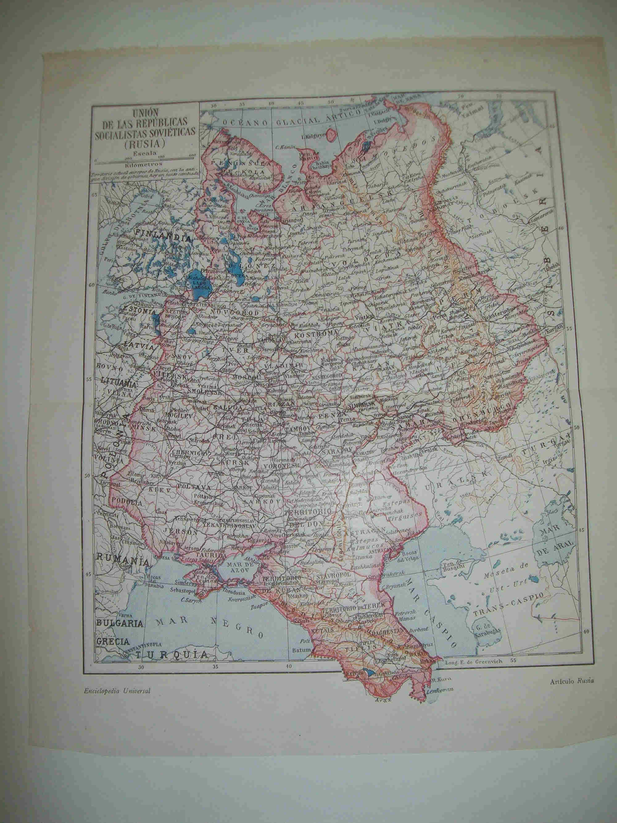 LAMINA ESPASA 19365: Mapa de la URSS