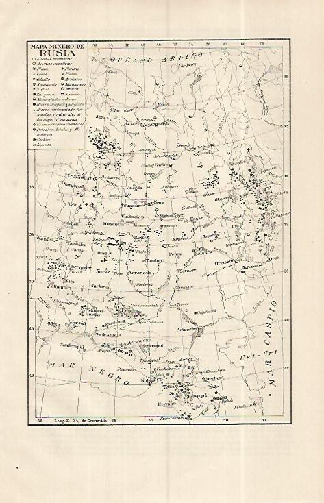 LAMINA ESPASA 19372: Mapa minero de Rusia