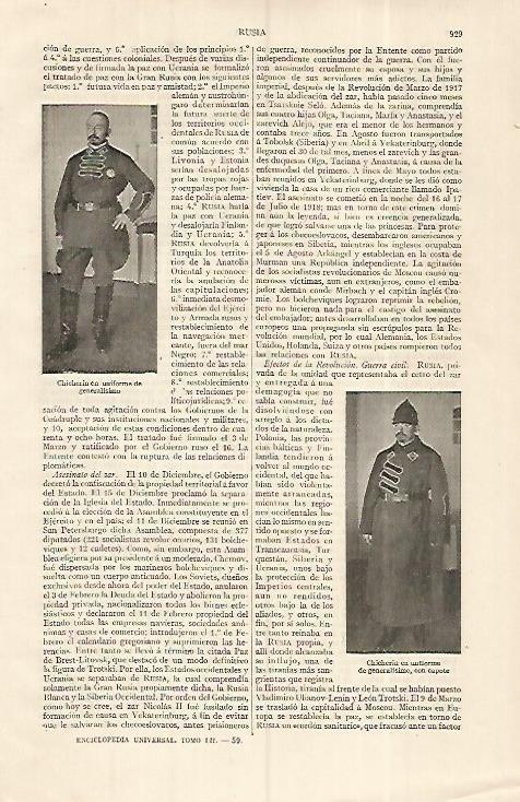 LAMINA ESPASA 19384: Chicherin en uniforme de generalisimo