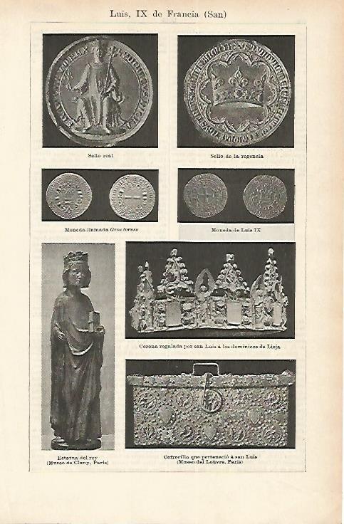 LAMINA ESPASA 1803: Representaciones de Luis IX de Francia