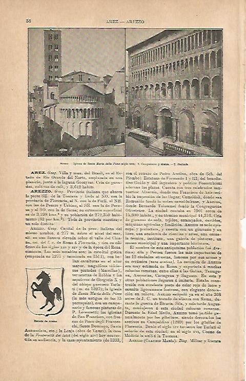 LAMINA ESPASA 5557: Iglesia de Santa Maria delle Pieve en Arezzo Italia