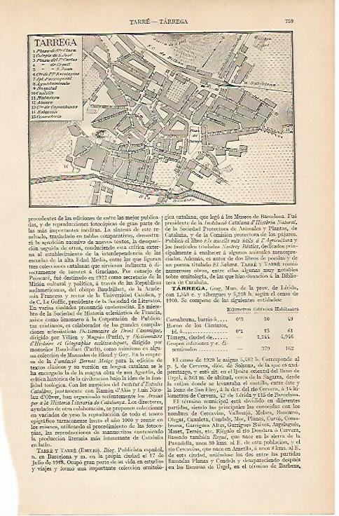 LAMINA ESPASA 5752: Plano de Tarrega Lleida